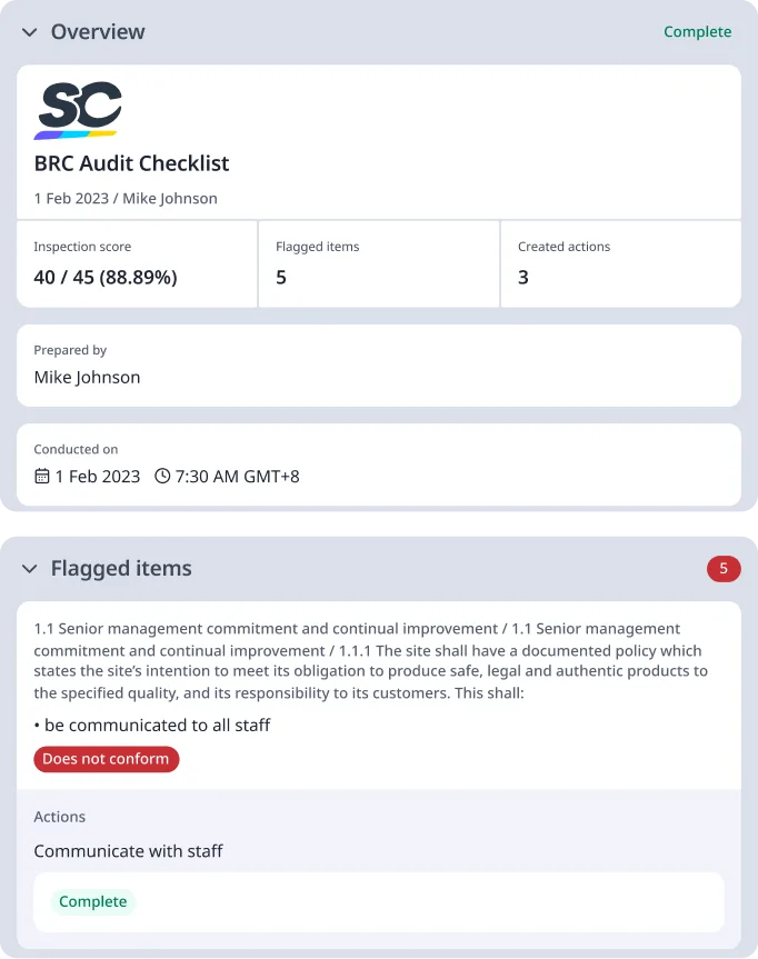 BRC Audit Checklist