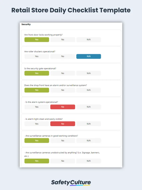Retail Store Daily Checklist Template