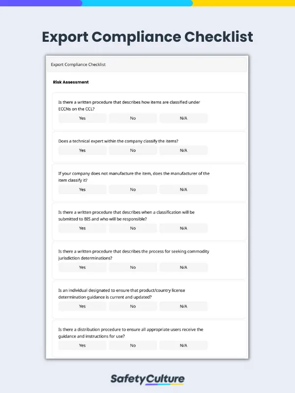 Export Compliance Checklist
