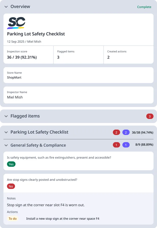 Parking Lot Safety Checklist