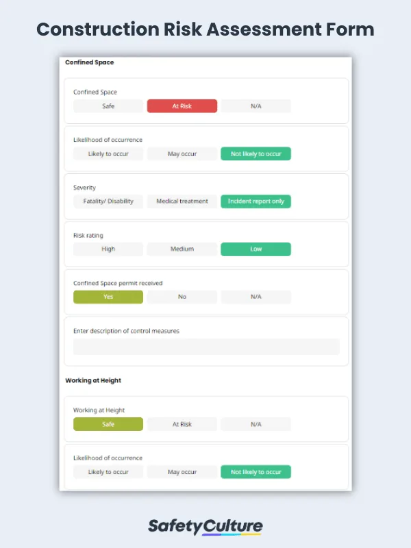 Construction Risk Assessment Form