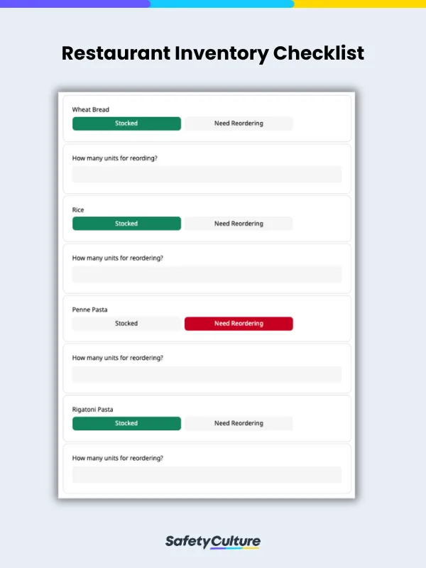 Restaurant Inventory Checklist