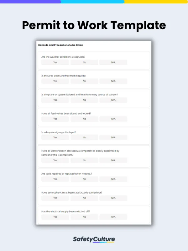 Free Permit to Work Template | PDF | SafetyCulture