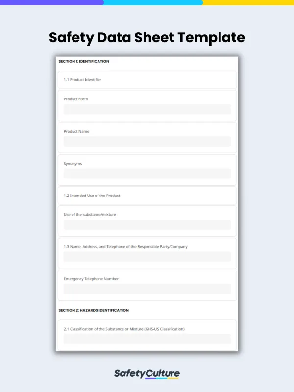 Safety Data Sheet Template
