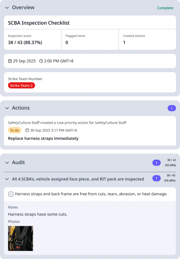SCBA Inspection Checklist Digital Report