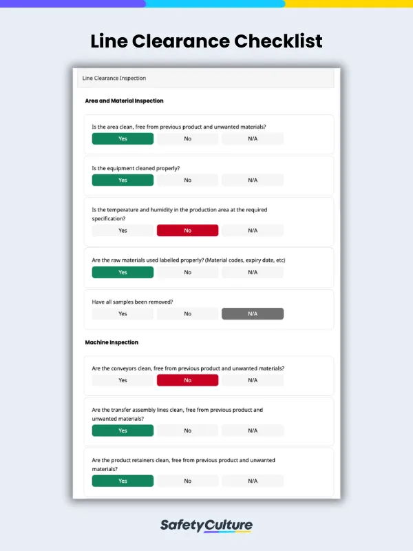 Line Clearance Checklist