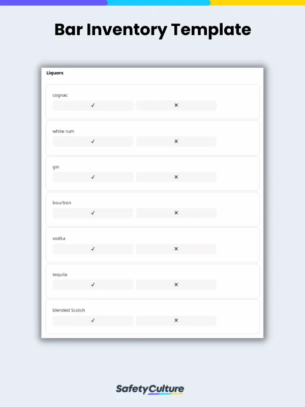 Bar Inventory Template