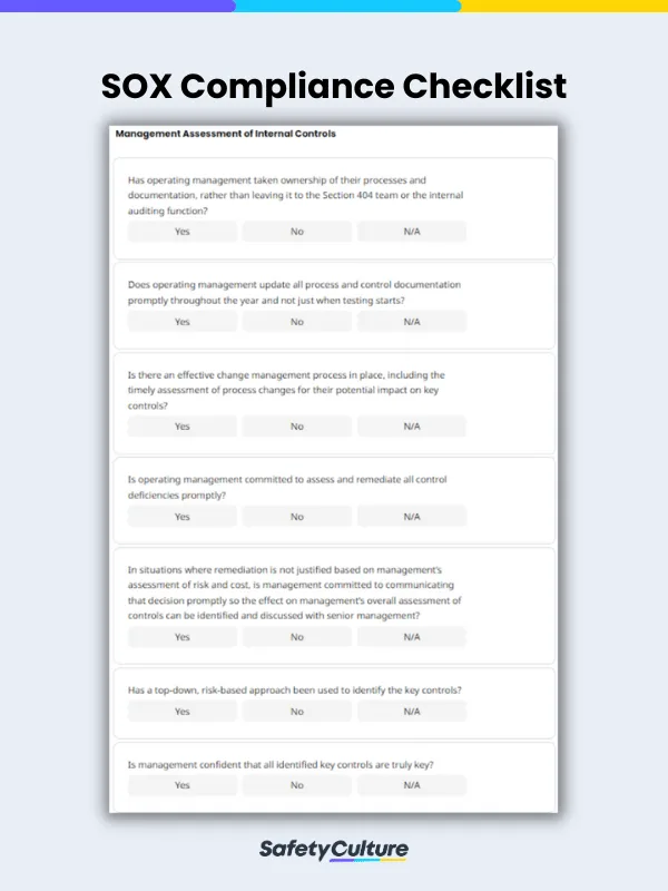 SOX compliance checklist