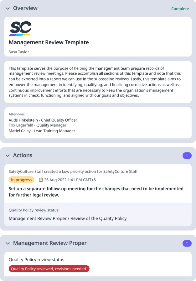 Management Review Template Digital Report
