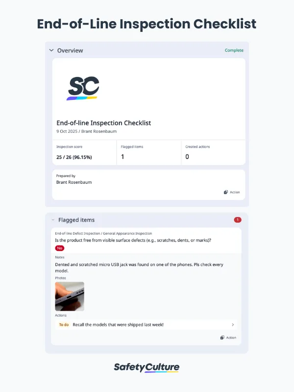 Free End-of-Line Inspection Checklist