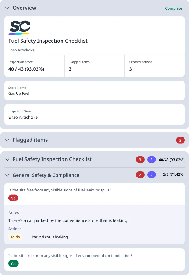 Fuel Safety Inspection Checklist featured template