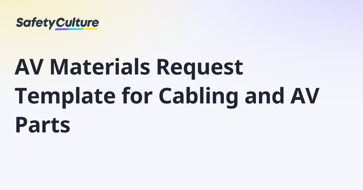 AV Materials Request Template for Cabling and AV Parts | Free Template