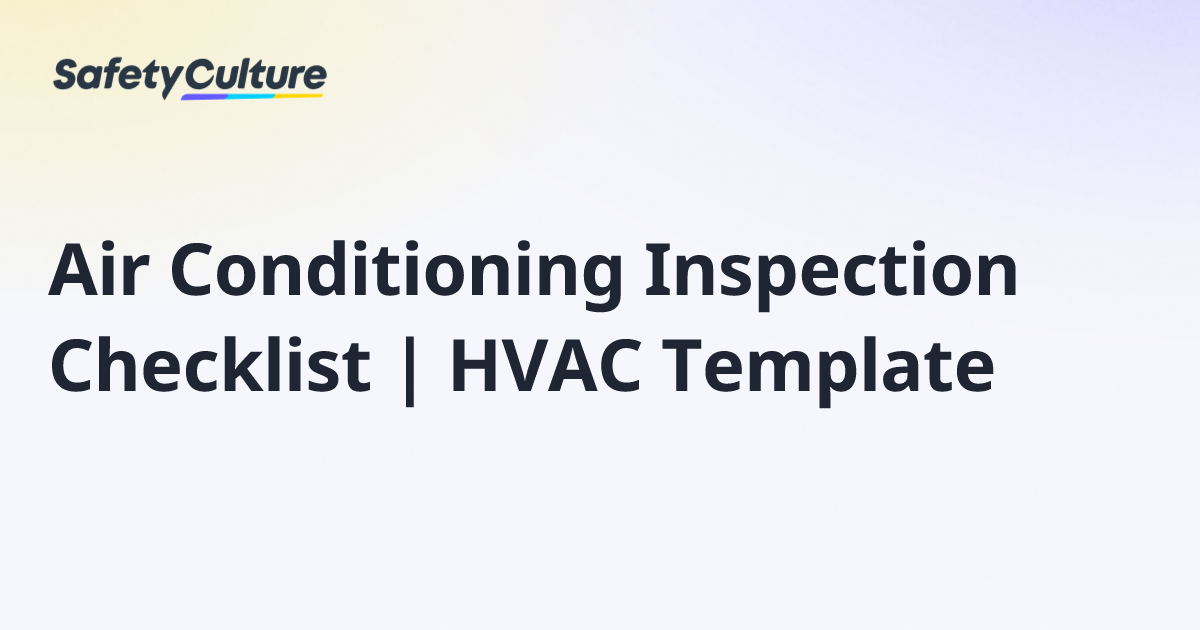 Air Conditioning Inspection Checklist | HVAC Template | Free Template
