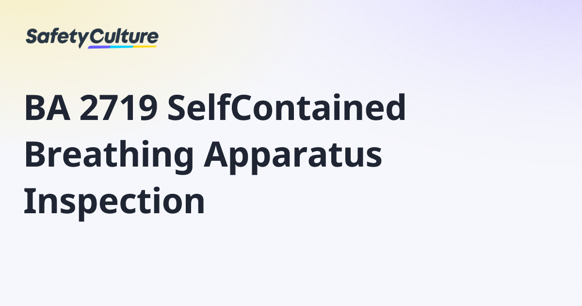 BA 2719 SelfContained Breathing Apparatus Inspection | Free Template