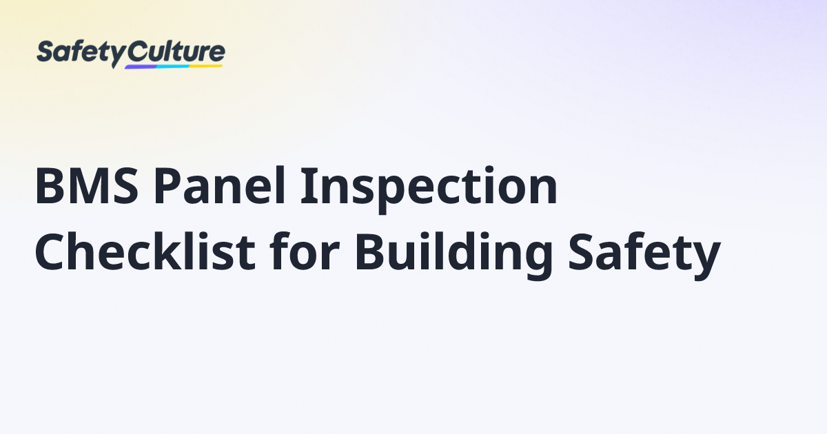 BMS Panel Inspection Checklist for Building Safety | Free Template