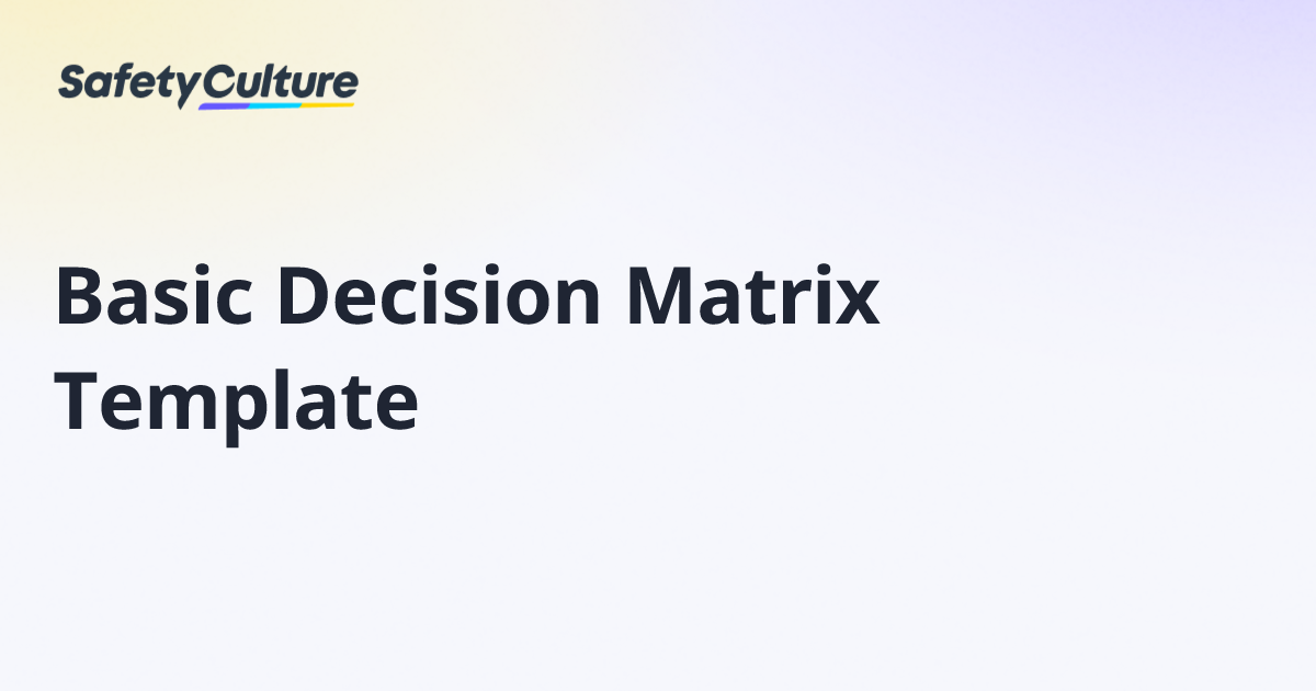 Basic Decision Matrix Template | Free Template