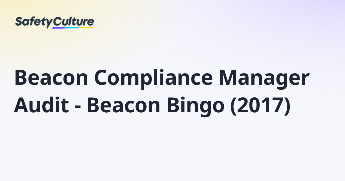 Beacon Compliance Manager Audit - Beacon Bingo (2017) | Free Template