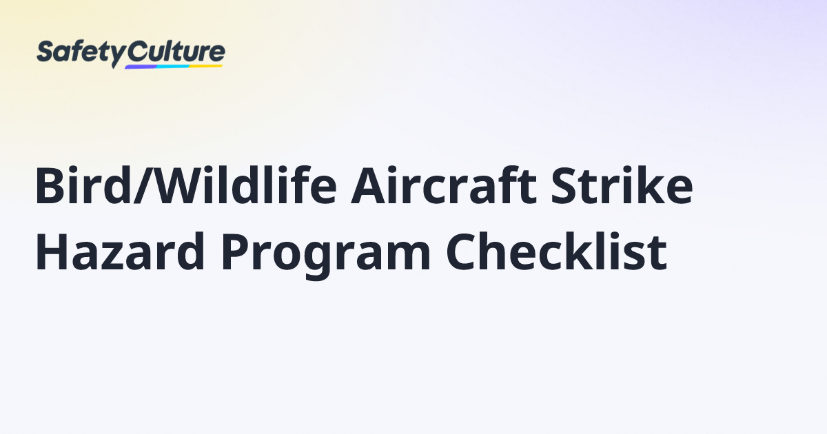 Bird/Wildlife Aircraft Strike Hazard Program Checklist | Free Template