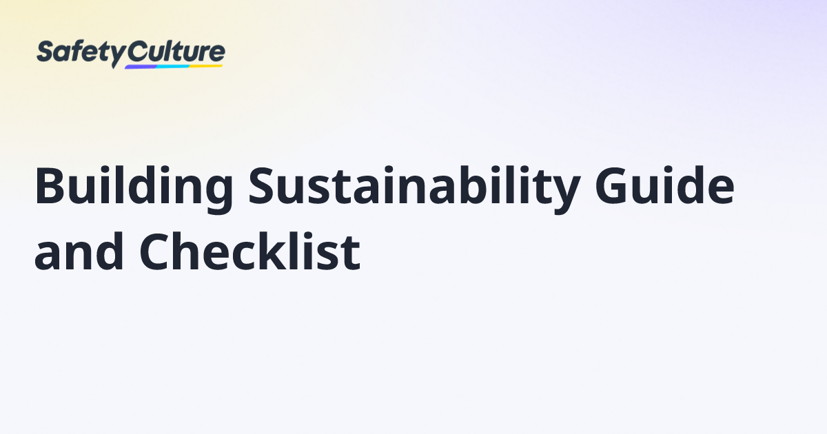 Building Sustainability Guide and Checklist | Free Template