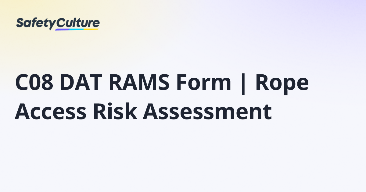C08 DAT RAMS Form | Rope Access Risk Assessment | Free Template