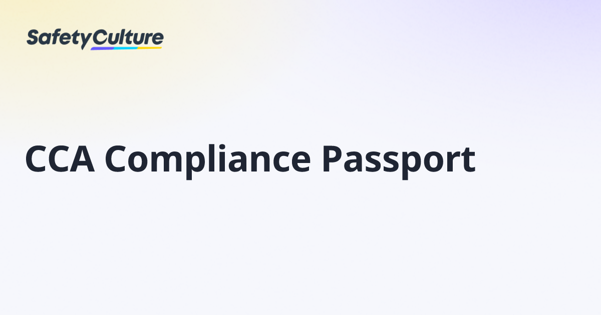 CCA Compliance Passport | Free Template