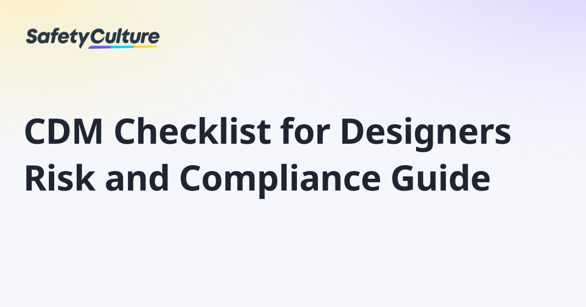 CDM Checklist for Designers Risk and Compliance Guide | Free Template