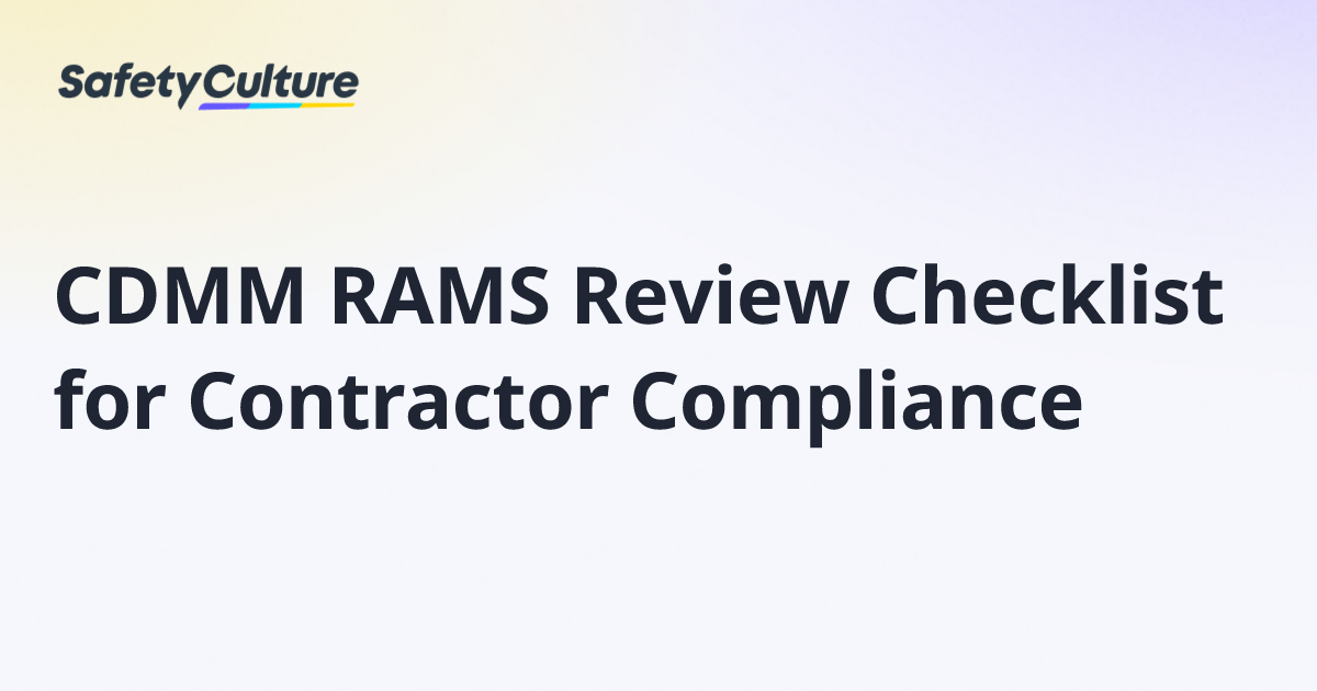 CDMM RAMS Review Checklist for Contractor Compliance | Free Template