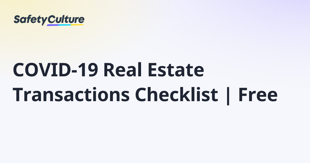 COVID19 Real Estate Transactions Checklist Free Free Template