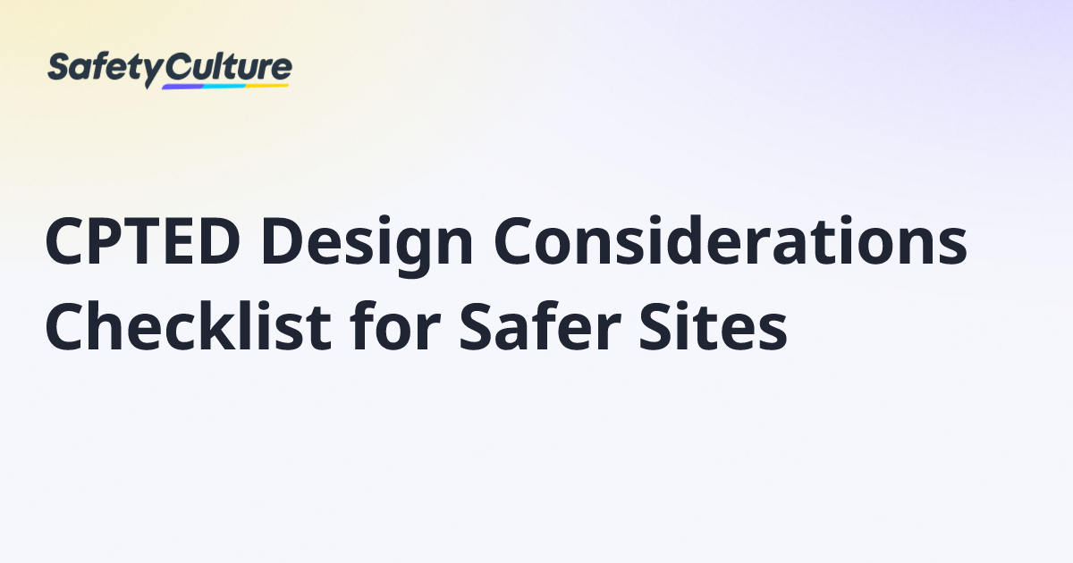 CPTED Design Considerations Checklist for Safer Sites | Free Template