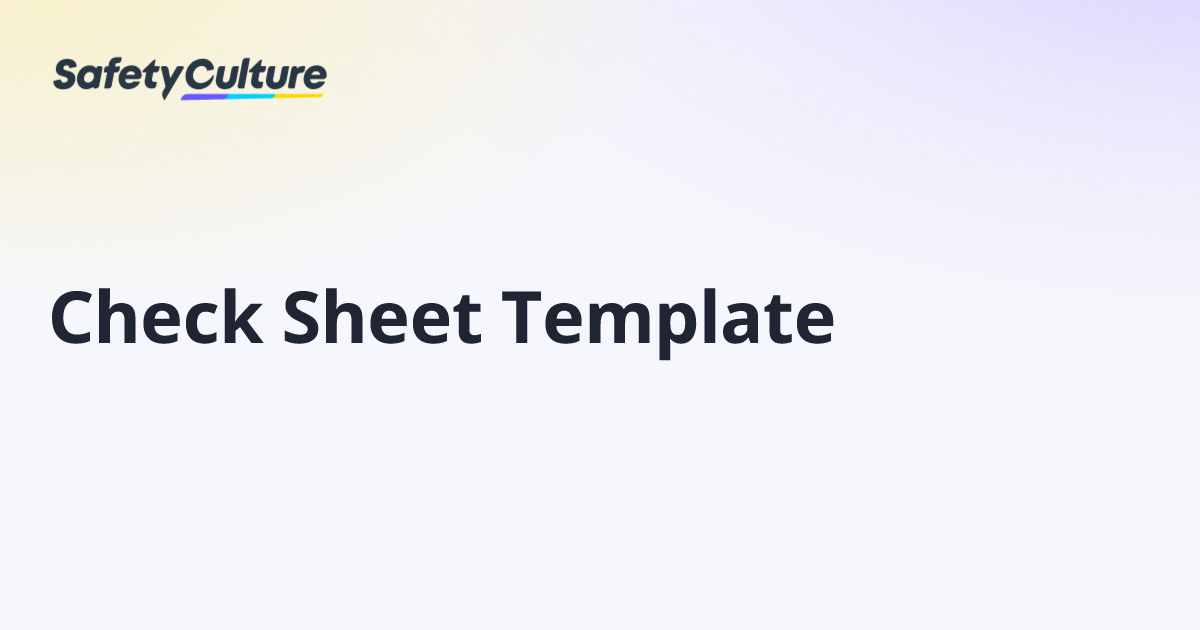 Check Sheet Template | Free Template
