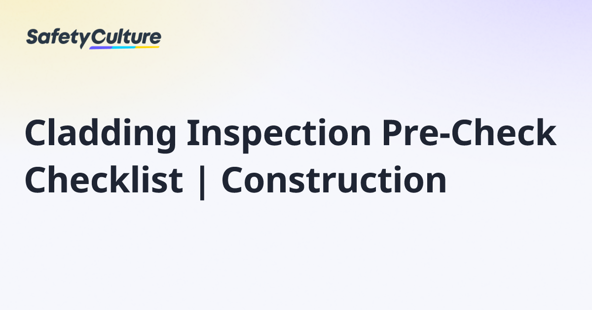 Cladding Inspection Pre-Check Checklist | Construction | Free Template