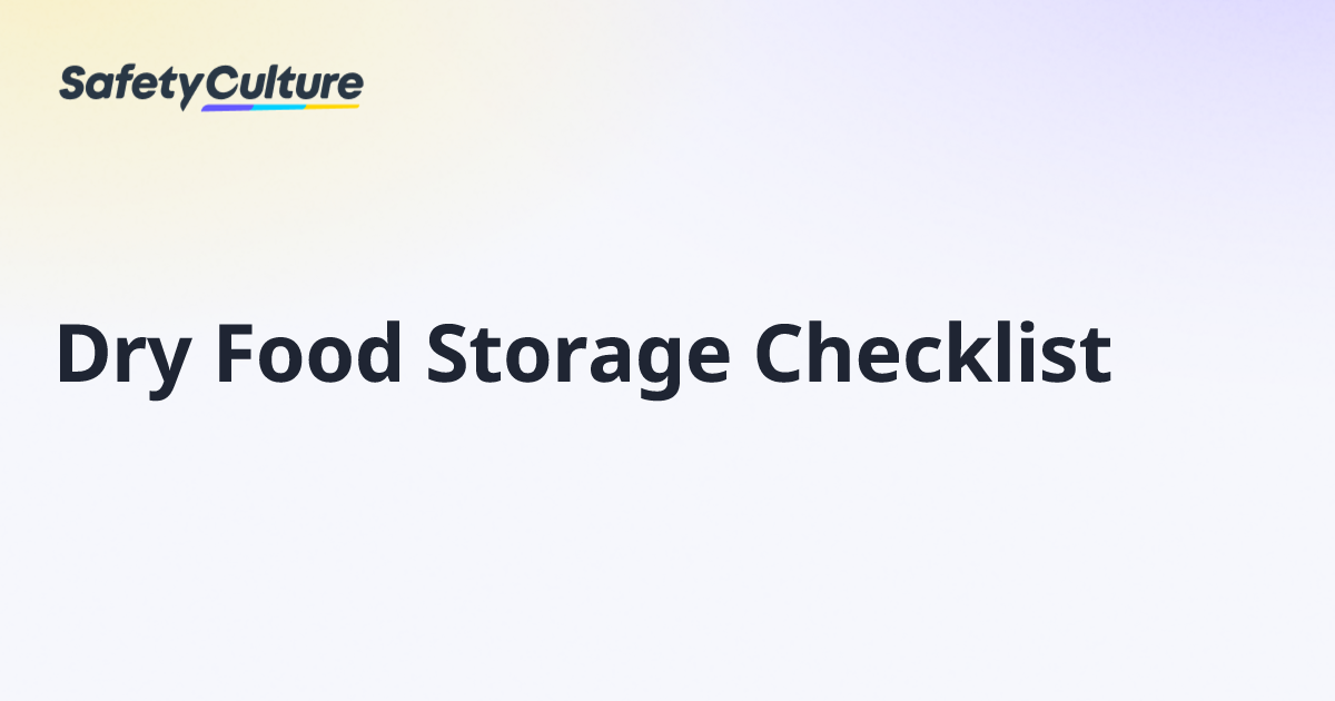 Dry Food Storage Checklist | Free Template