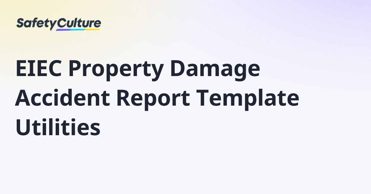 EIEC Property Damage Accident Report Template Utilities | Free Template