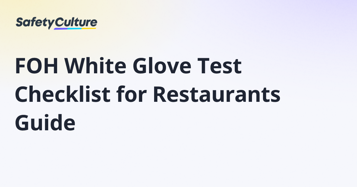 FOH White Glove Test Checklist for Restaurants Guide | Free Template