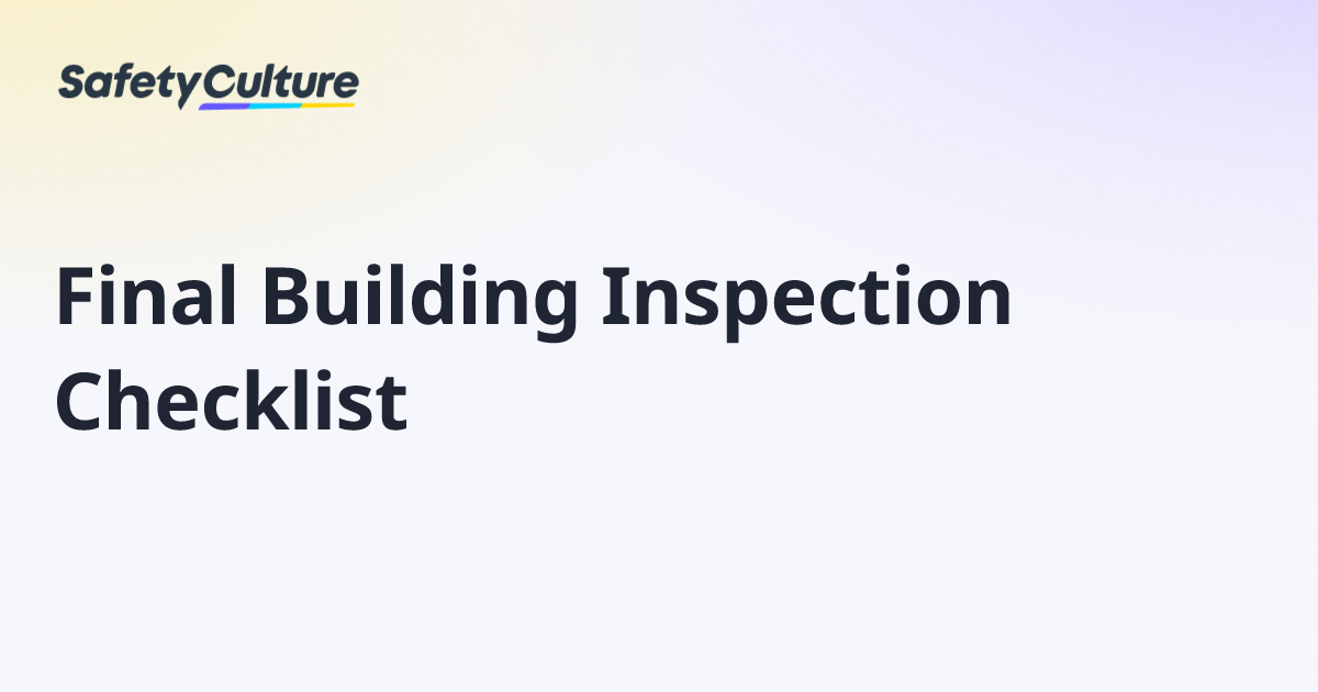 Final Building Inspection Checklist | Free Template