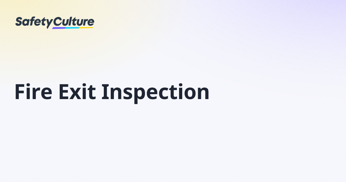 Fire Exit Inspection | Free Template