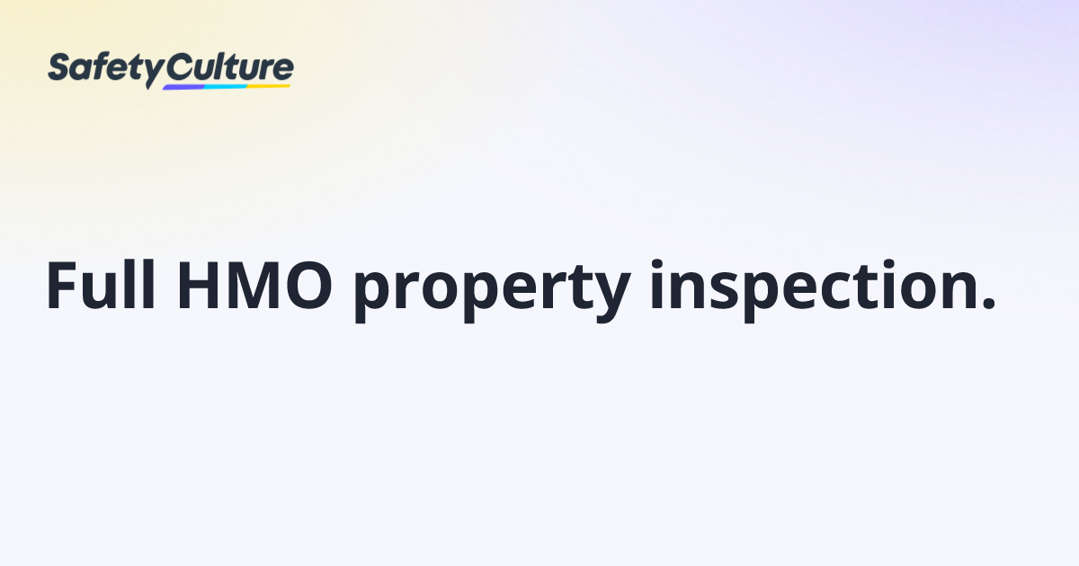Full HMO property inspection. | Free Template