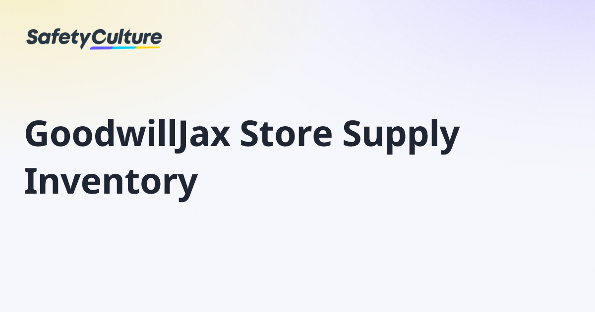 GoodwillJax Store Supply Inventory | Free Template