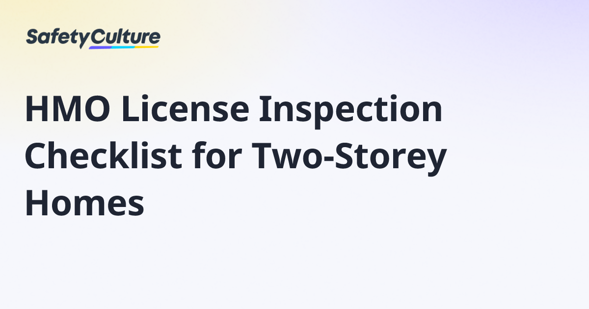 HMO License Inspection Checklist for Two-Storey Homes | Free Template