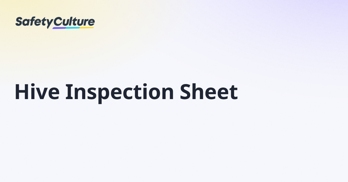 Hive Inspection Sheet | Free Template