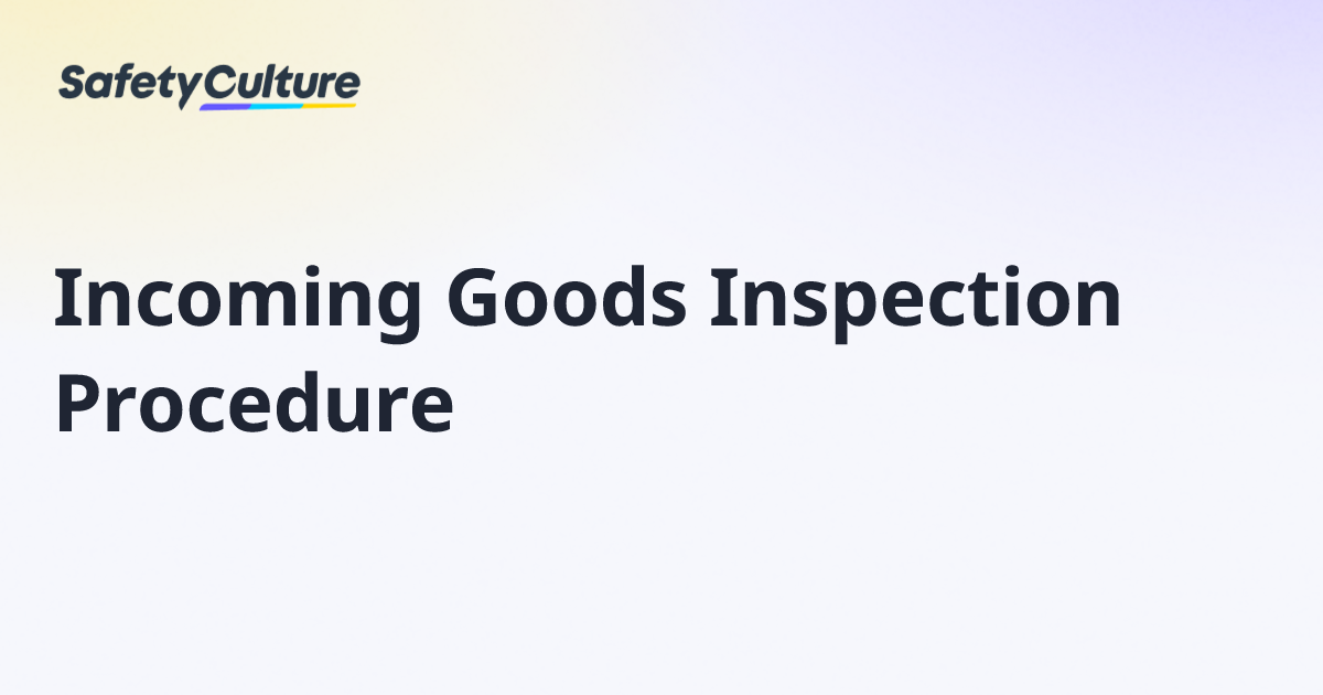 Incoming Goods Inspection Procedure | Free Course