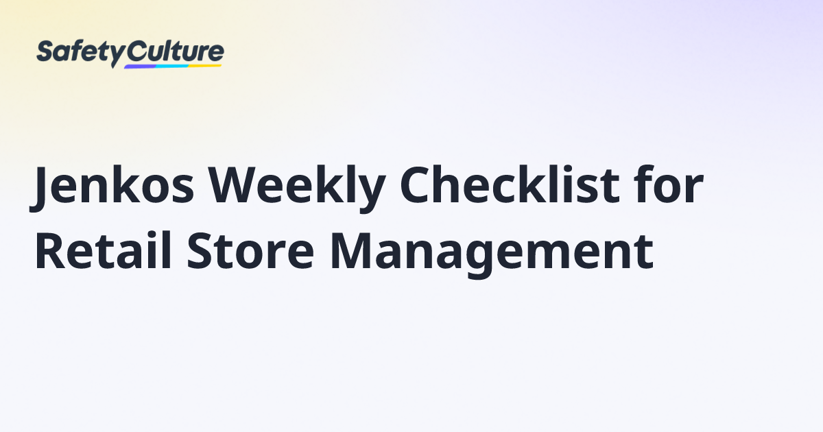 Jenkos Weekly Checklist for Retail Store Management | Free Template