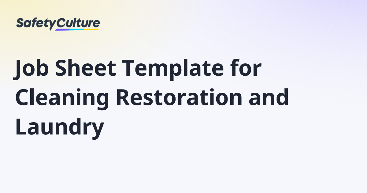 Job Sheet Template for Cleaning Restoration and Laundry | Free Template