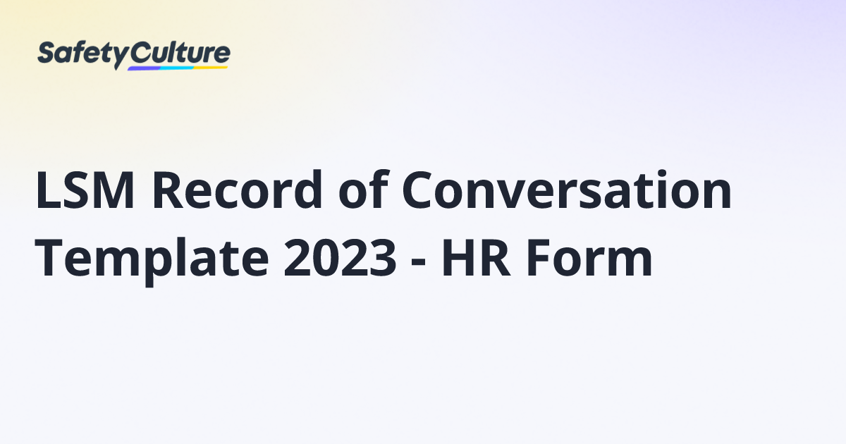 LSM Record of Conversation Template 2023 - HR Form | Free Template