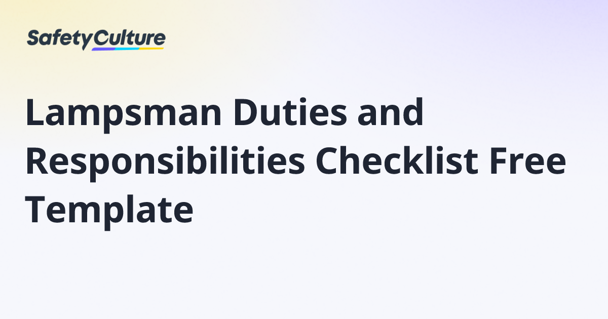 Lampsman Duties and Responsibilities Checklist Free Template | Free ...