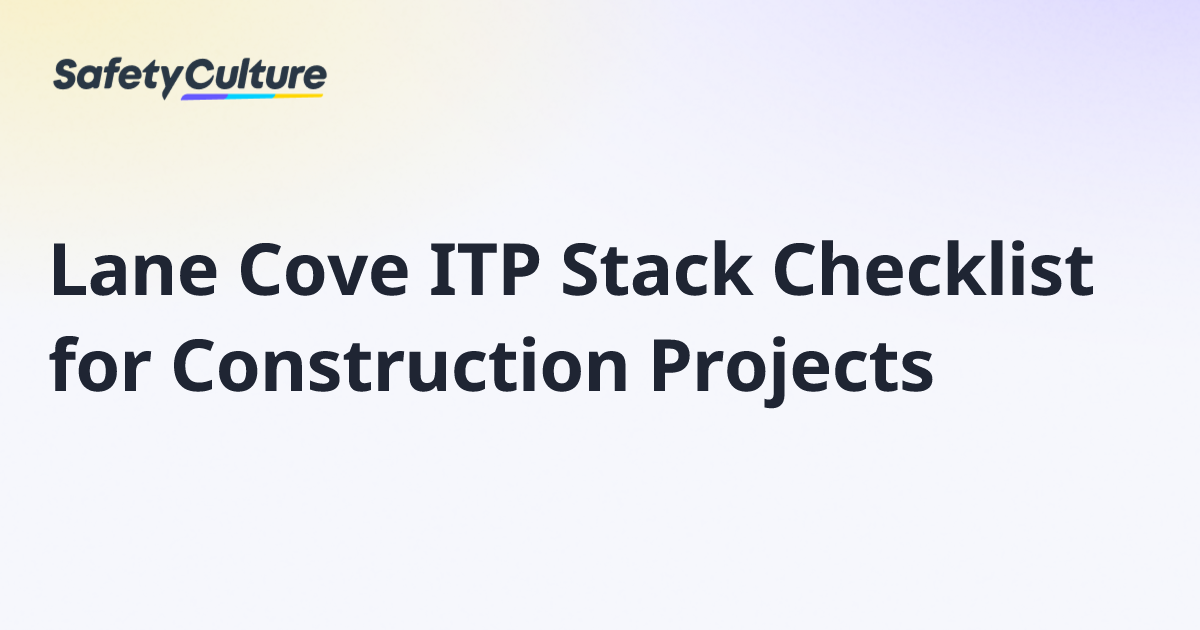 Lane Cove ITP Stack Checklist for Construction Projects | Free Template