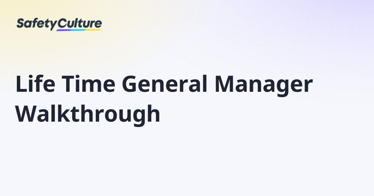 Life Time General Manager Walkthrough | Free Template