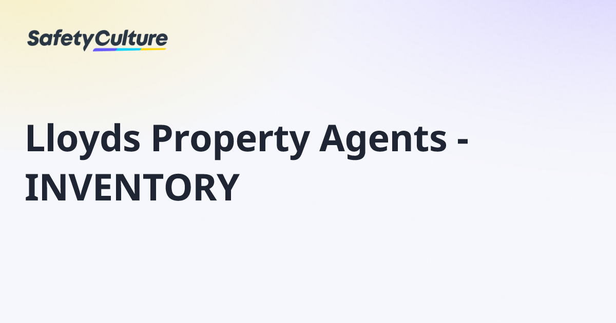 Lloyds Property Agents - INVENTORY | Free Template