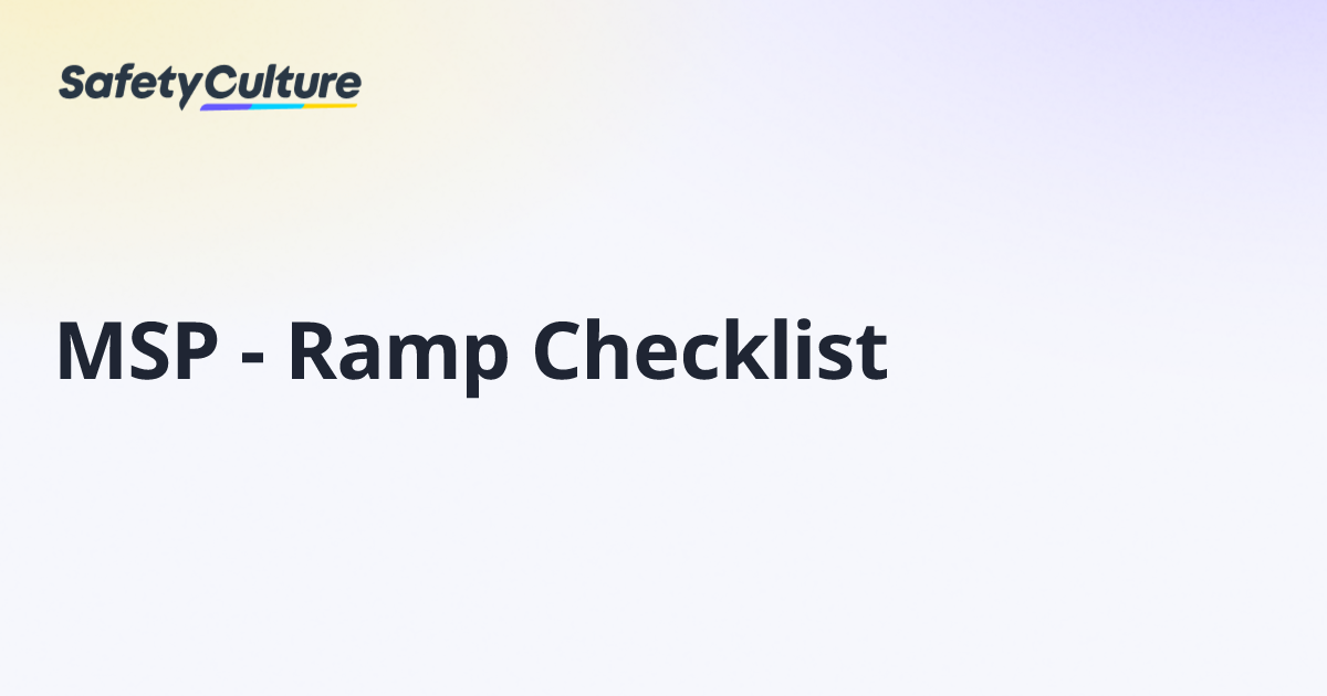 MSP - Ramp Checklist | Free Template