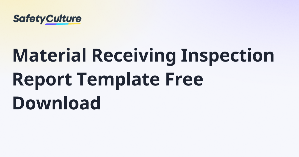 Material Receiving Inspection Report Template Free Download | Free Template